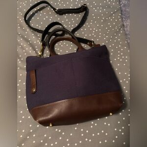 R. Riveter American Made by Military Spouses Navy Canvas Leather Handbag